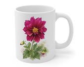 Watercolor Dahlia Mug, Magenta Flower, Botanical Coffee Cup (11 oz) by Bill Shew