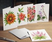 Assorted Floral Note Cards, Watercolor Garden Flower Prints, alternate view (Bill Shew)