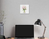 Pink Peony Bouquet Botanical Art Classic Stretched Canvas | Watercolor Floral Wall Decor, in-room view (Bill Shew)