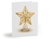 Elegant Watercolor Christmas Star Greeting Card by Bill Shew