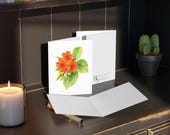8 cards - Orange Sea Hibiscus Watercolor Card, Tropical Floral Botanical Art Note, alternate view (Bill Shew)