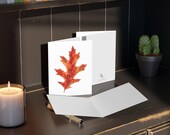Red Maple Leaf Greeting Card, Watercolor Autumn Card, Fall Leaf Botanical Art, alternate view (Bill Shew)