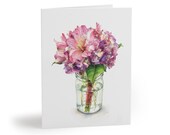 8 cards - Pink Alstroemeria Hydrangea Watercolor Floral Card, Botanical Garden Note by Bill Shew