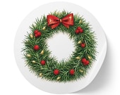 Christmas Wreath Sticker, Holiday Wreath Sticker, Evergreen Wreath, alternate view (Bill Shew)