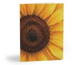 Watercolor Sunflower Greeting Card, Botanical Floral Art, Yellow Flower Note Card by Bill Shew