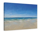 Minimalist Beach Canvas Print, Blue Sky Ocean, Coastal Wall Art (Digital Art), framing detail (Bill Shew)