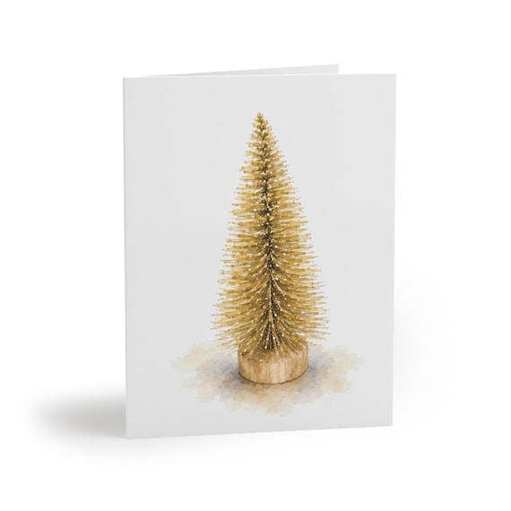 Christmas Tree Greeting Card, Watercolor Holiday Card, Rustic Christmas Tree Art by Bill Shew