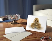 Golden Pinecone Watercolor Christmas Card, Rustic Nature Holiday Greeting, alternate view (Bill Shew)