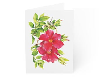 Mandevilla Flower Card, Digital Art Print, Botanical Card, Blank Inside