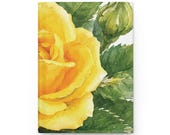 Yellow Rose Hardcover Journal | Watercolor Floral Notebook, Lined Pages, alternate view (Bill Shew)