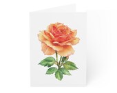 Orange Rose Greeting Card, Apricot Rose Digital Art Print, Botanical Card, Blank Inside for Any Occasion, Bill Shew wall art print