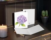 Purple Hydrangea Watercolor Greeting Card, Botanical Floral Art (Blank Inside), alternate view (Bill Shew)