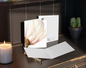 White Magnolia Blossom Greeting Card, Watercolor Floral Art, Blush Pink Note Card, alternate view (Bill Shew)