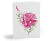 8 cards - Pink Oleander Botanical Watercolor Card by Bill Shew