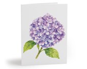 Purple Hydrangea Watercolor Greeting Card, Botanical Floral Art (Blank Inside) by Bill Shew