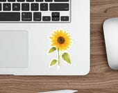 Botanical Sunflower Sticker, Yellow Floral Garden Design, detail view (Bill Shew)