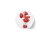 Watercolor Candy Cane Sticker, Red White Snowflakes, Holiday Decor (Roll) by Bill Shew