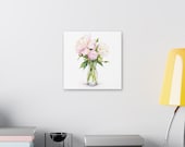 Pink Peony Bouquet Botanical Art Classic Stretched Canvas | Watercolor Floral Wall Decor, detail view (Bill Shew)