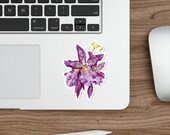 Purple Iris Sticker, Watercolor Iris Flower Sticker, Botanical Floral Sticker, detail view (Bill Shew)