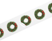 Christmas Wreath Sticker, Holiday Wreath Sticker, Evergreen Wreath, detail view (Bill Shew)