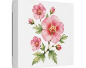 Pink Rose of Sharon Botanical Art Classic Stretched Canvas | Floral Wall Decor, detail view (Bill Shew)