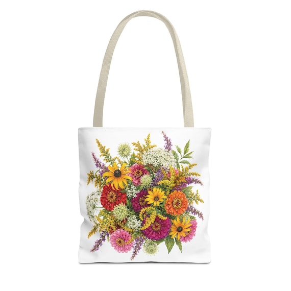 Wildflower Bouquet Tote Bag | Colorful Floral Shoulder Bag (100% Polyester) Wildflower Bouquet Tote Bag | Colorful Floral Shoulder Bag (100% Polyester) by Bill Shew