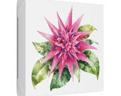 Pink Bromeliad Botanical Art Classic Stretched Canvas | Tropical Floral Wall Decor, detail view (Bill Shew)