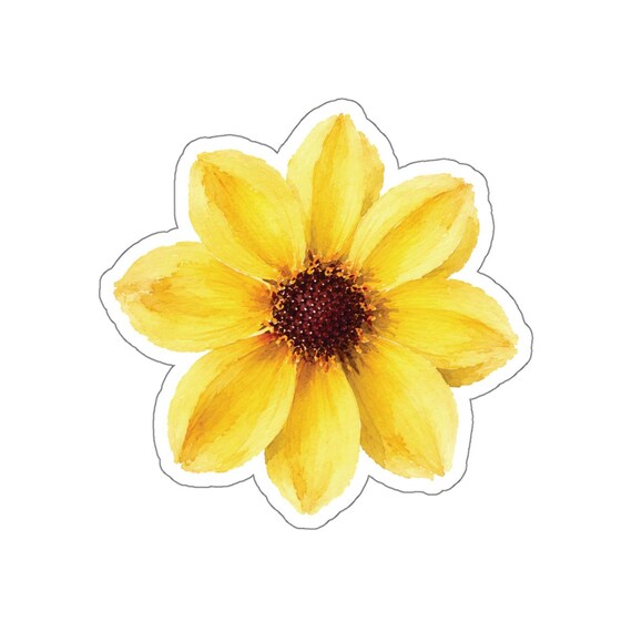 Yellow flower Sticker, Sunflower Die Cut Sticker, Botanical Flower Sticker by Bill Shew