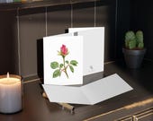 8 cards - Pink Rose Bud Greeting Card, Botanical Watercolor Flower Art, Rose Floral Card, alternate view (Bill Shew)