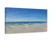 Minimalist Beach Canvas Print, Blue Sky Ocean, Coastal Wall Art (Digital Art), detail view (Bill Shew)