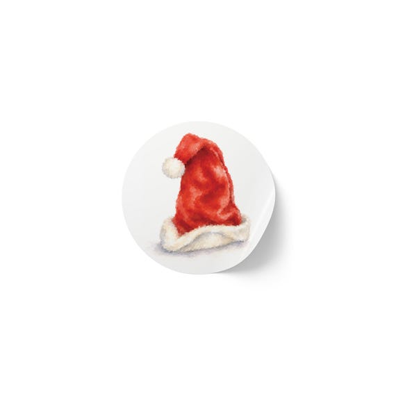 Santa Hat Sticker, Christmas Hat Sticker, Santa Claus Sticker, Red Santa Hat by Bill Shew
