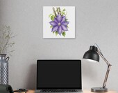 Purple Clematis Botanical Art Classic Stretched Canvas | Floral Wall Decor, alternate view (Bill Shew)