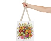 Wildflower Bouquet Tote Bag | Colorful Floral Shoulder Bag (100% Polyester), alternate view (Bill Shew)
