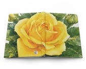 Yellow Rose Hardcover Journal | Watercolor Floral Notebook, Lined Pages, detail view (Bill Shew)