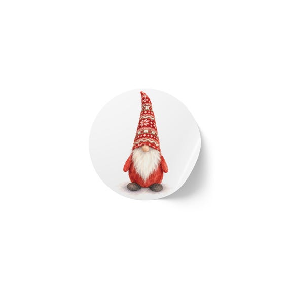 Christmas Gnome Sticker, Red Gnome Sticker, Scandinavian Gnome, Holiday Sticker by Bill Shew