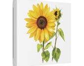 Golden Sunflower Botanical Art Classic Stretched Canvas | Floral Wall Decor, framing detail (Bill Shew)
