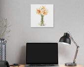 White Daffodil Botanical Art Classic Stretched Canvas | Floral Vase Wall Decor, alternate view (Bill Shew)