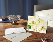 Yellow Phalaenopsis Orchid Watercolor Greeting Card, Botanical Floral Art (Pack of 8), alternate view (Bill Shew)