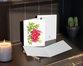 8 cards - Red Mandevilla Watercolor Flower Card, Tropical Botanical Art (Blank Note Card), alternate view (Bill Shew)