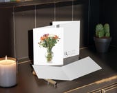 Watercolor Flower Bouquet Greeting Card – Orange Roses, White Chrysanthemums, alternate view (Bill Shew)