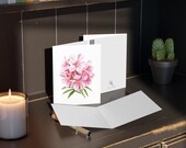8 cards - Pink Oleander Botanical Watercolor Greeting Card, Floral Note Card, alternate view (Bill Shew)