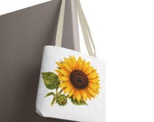Sunflower Botanical Watercolor Tote Bag, Yellow Floral Canvas Carryall Bag, alternate view (Bill Shew)