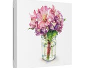 Pink Purple Floral Bouquet Botanical Art Classic Stretched Canvas, framing detail (Bill Shew)