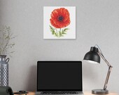 Red Oriental Poppy Botanical Art Classic Stretched Canvas | Floral Wall Decor, alternate view (Bill Shew)