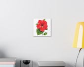 Red Hibiscus Botanical Art Classic Stretched Canvas | Floral Wall Decor, alternate view (Bill Shew)