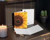 Watercolor Sunflower Greeting Card, Botanical Floral Art, Yellow Flower Note Card, alternate view (Bill Shew)