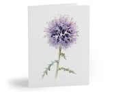 8 cards - Purple Globe Thistle Watercolor Card, Botanical Flower Illustration by Bill Shew