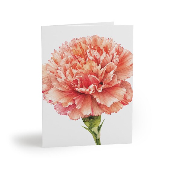 Peach Carnation Watercolor Greeting Card, Botanical Floral Art (Blank Card) Peach Carnation Watercolor Greeting Card, Botanical Floral Art (Blank Card) by Bill Shew