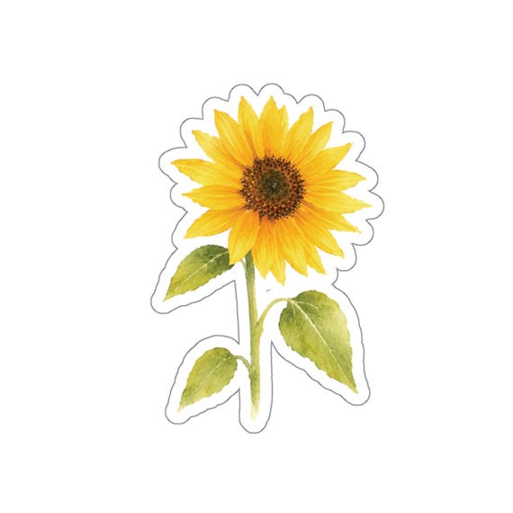 Sunflower Sticker, Yellow Sunflower Die Cut Sticker, Botanical Flower Sticker by Bill Shew