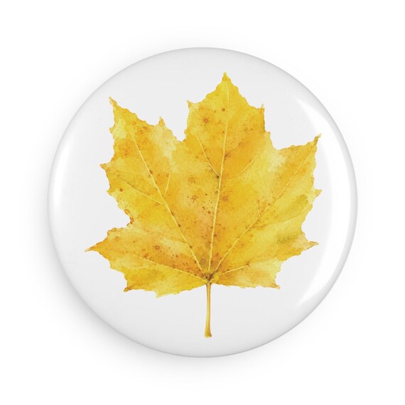Yellow Maple Leaf Magnet, Watercolor Fall Leaf Fridge Magnet, Autumn Botanical Magnet by Bill Shew